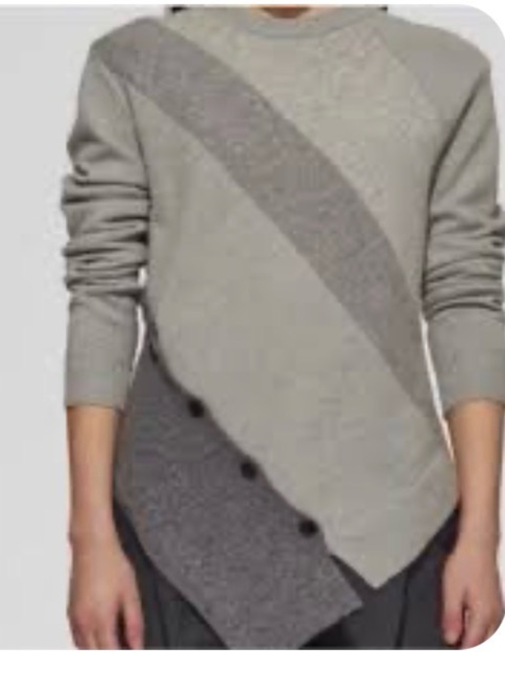 Proenza Schouler Asymmetric Colorblock Knit Sweater Gray Charcoal Button sz smal